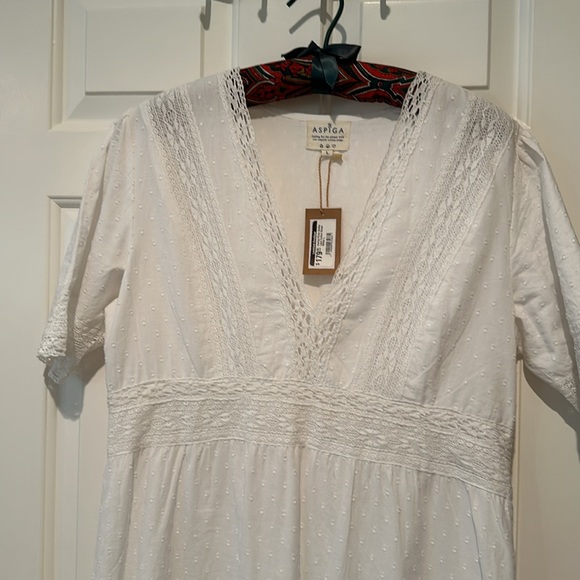 White Aspiga organic cotton midi dress - Picture 2 of 5